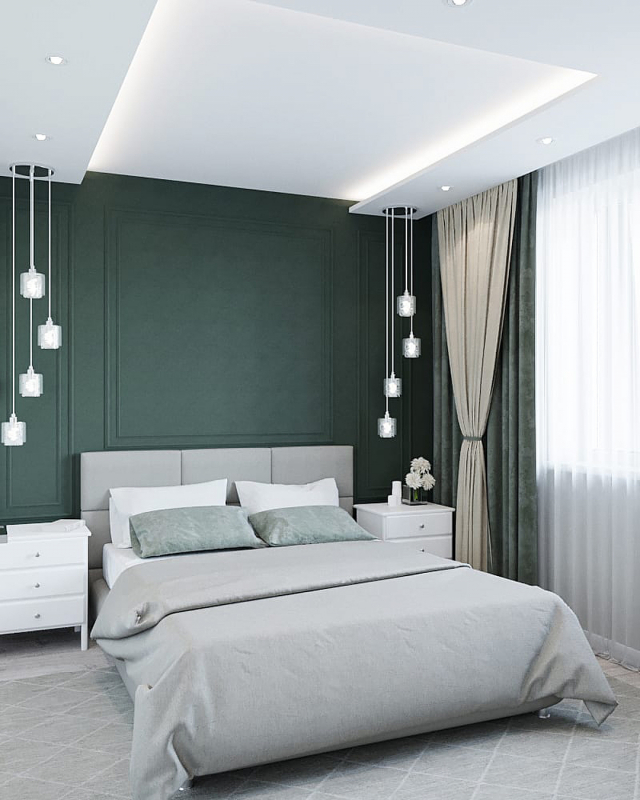 Sufit napinany w sypialni – komfort, spokój wizualny i nowoczesna estetyka - foto-3